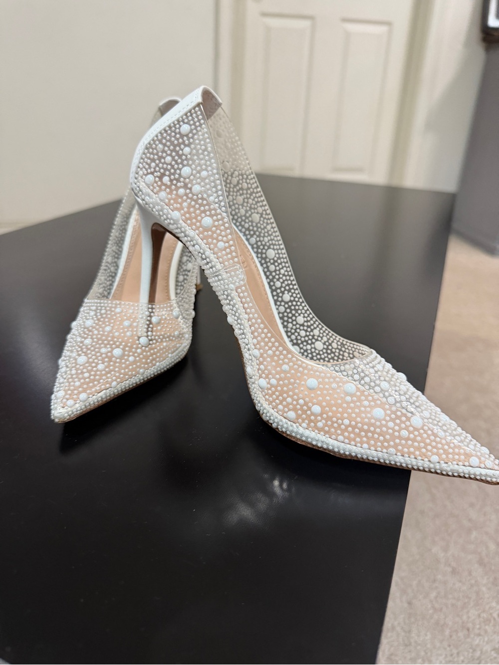 White Steve Madden Beaded Pumps